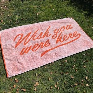 Oversized Beach Towel Huntington Home Bright Orange Wish You Were Here 39x68 GUC